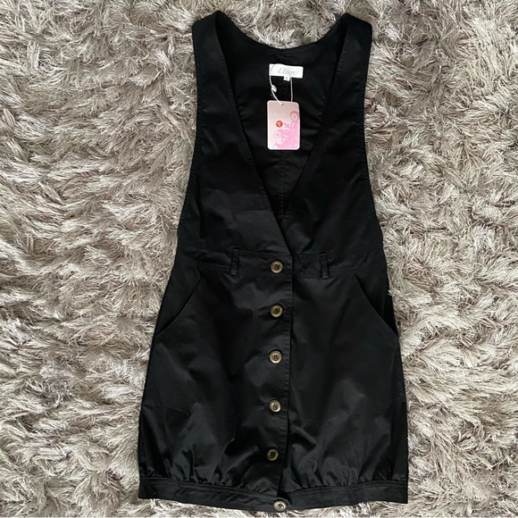Etam women black cotton button down sleeveless overall tunic mini. Size S. NWT. - Picture 9 of 15
